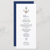 Menü "Aquarellfarben Anker" des naukalen Brautpart Menükarte (Vorne/Hinten)