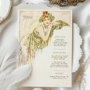 Menü Art Nouveau Wedding Dinner by Mucha Einladung