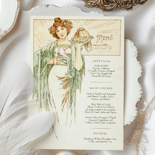 Menü Art Nouveau Wedding Dinner by Mucha Einladung