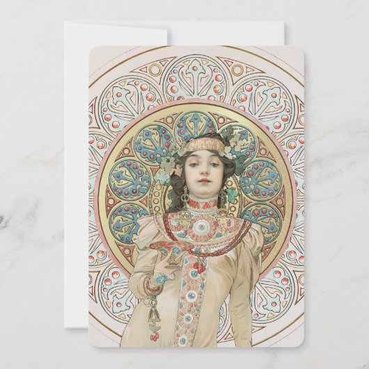 Menü Art Nouveau Wedding Dinner by Mucha Einladung (Rückseite)