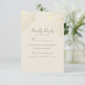 Menü Auswahl Gold Wedding RSVP Karte (Stehend Vorderseite)