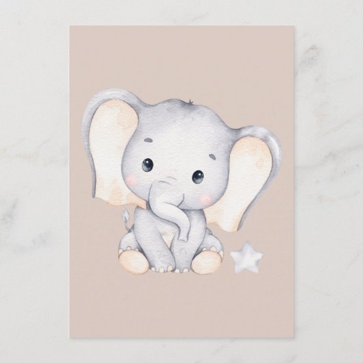 Menu Baby Elephant Baby Dusche Begleitkarte (Rückseite)