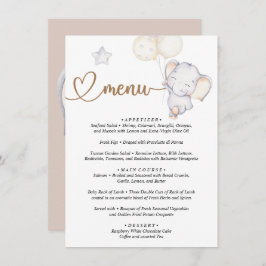 Menu Baby Elephant Baby Dusche Begleitkarte