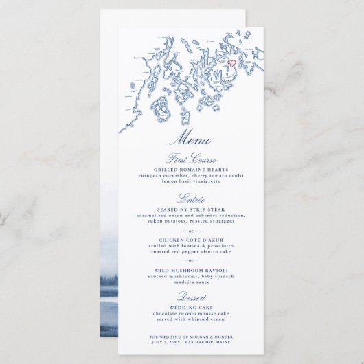 Menü - Bar Harbour Maine Penobscot Bay Karte (Vorne/Hinten)