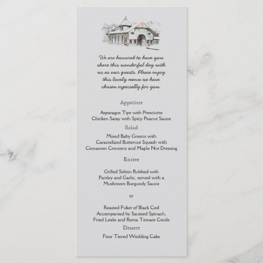 Menü "Barn Sketch Country Wedding" Menükarte (Vorderseite)