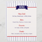 Menü "Baseball Themed Party" (Vorne/Hinten)