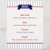 Menü "Baseball Themed Party" (Vorderseite)