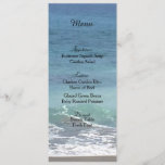 Menü "Beach and Ocean Wedding Card" Menükarte<br><div class="desc">Ein hübsches Strand- und Ozeandesign mit sanften Wellen und einer Touch von Sandstrand betont diese Hochzeitskarte,  Passen Sie Ihre Speisekarte nach Ihren Wünschen an.</div>