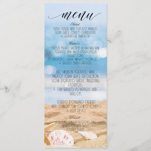 Menü "Beach Foto Destination" Programm (Vorderseite)