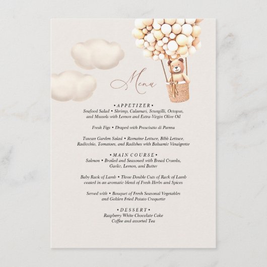 Menu Bear Baby Showballon Begleitkarte (Vorderseite)
