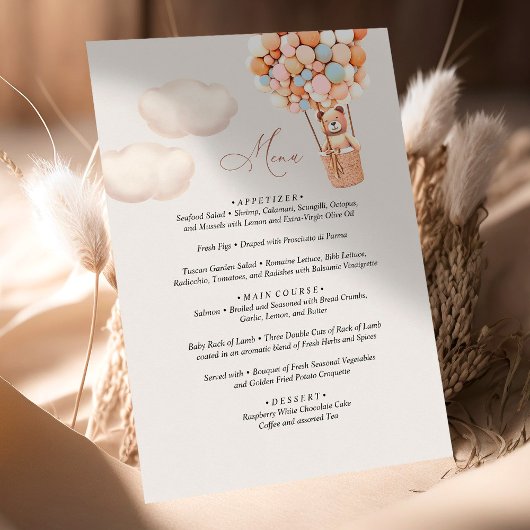 Menu Bear Baby Showballon Begleitkarte