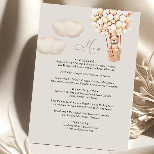 Menu Bear Baby Showballon Begleitkarte