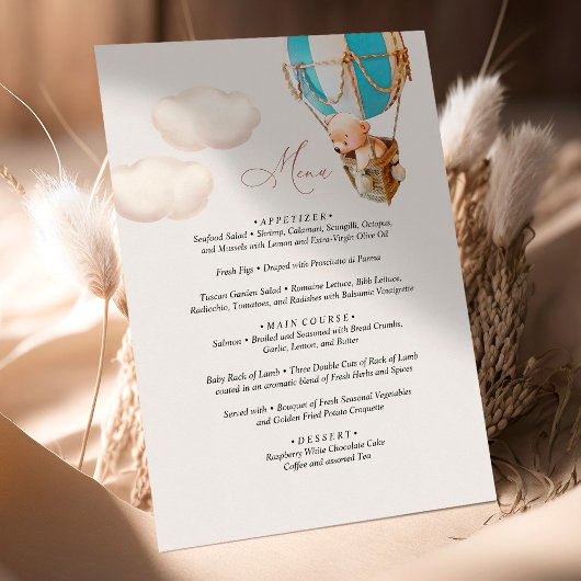 Menu Bear Baby Showballon Begleitkarte