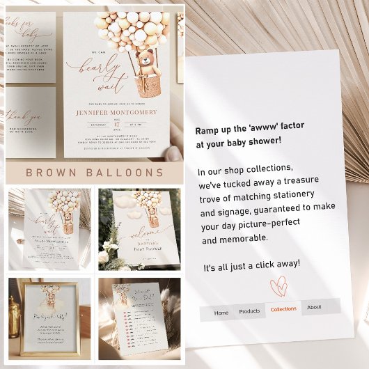 Menu Bear Baby Showballon Begleitkarte