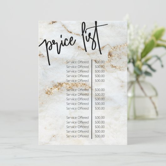 Menü "beruflich Marble Nail Salon Price List" Menükarte (Stehend Vorderseite)