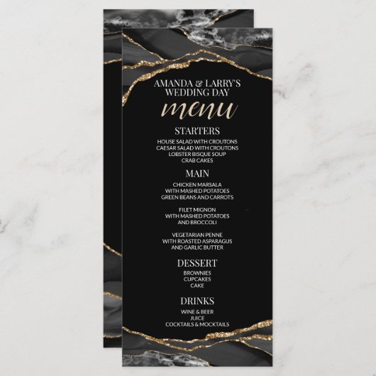 Menü "Black and Gold Agate Marble" Programm (Vorne/Hinten)