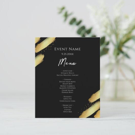 Menü "Black and Gold Paint Budget Event" (Stehend Vorderseite)