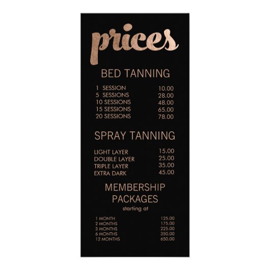 Menü "Black & Bronze Salon" Karte (Vorne)