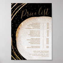 Menü "Black Gold Glitzer Stylist Salon Price List" Poster