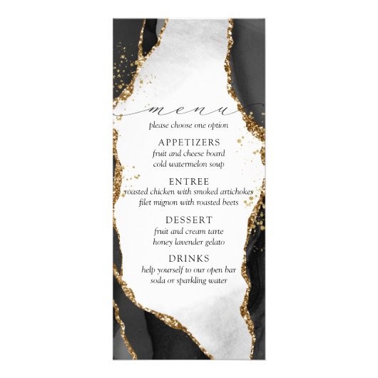 Menü "Black, Gold & Gray Mist Agate" (Vorne)