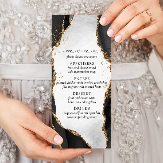 Menü "Black, Gold & Gray Mist Agate"