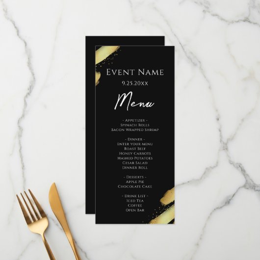 Menü "Black Gold" Menükarte (Vorderseite/Rückseite Beispiel)