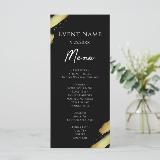Menü "Black Gold" Menükarte (Stehend Vorderseite)