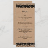Menü "Black Lace & Burlap" Menükarte (Vorne/Hinten)