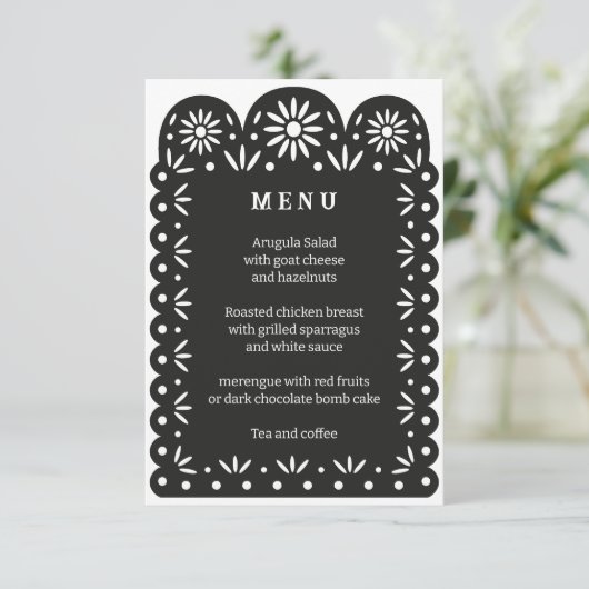 Menü "BLACK MEXICAN PAPEL PICADO" (Stehend Vorderseite)