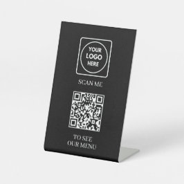 Menü "Black QR Code" | Modernes, berührungsloses L Sockelschild