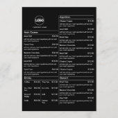 Menü "Black Restaurant Table Cards Flat Menu" Menükarte (Vorderseite)