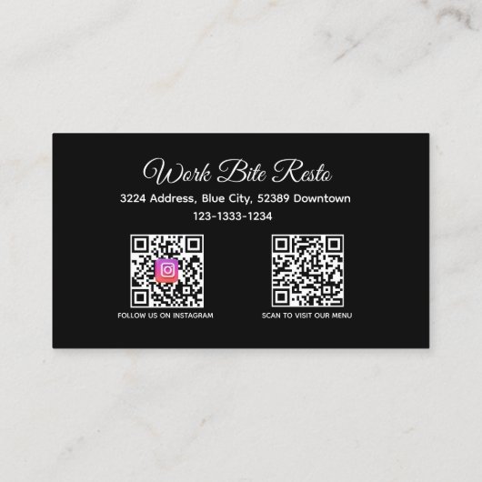 Menü "Black & White Restaurant Qr Code" und Rabattkarte (Rückseite)