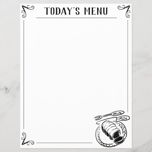 Menü Blank Sheet mit Border. Flyer (Hinten)