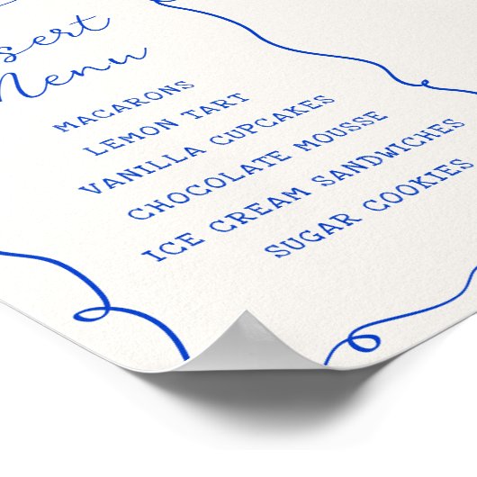 Menü "Blue Frame Dessert" Poster (Ecke)