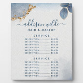 Menü "Blue Gold Watercolor Botanical Blätter Price Fotoplatte (Vorderseite)