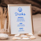 Menü "Blue Hand Drawing Seashell Coastal Bar Menu" Poster