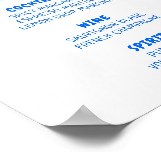 Menü "Blue Hand Drawing Seashell Coastal Bar Menu" Poster (Ecke)