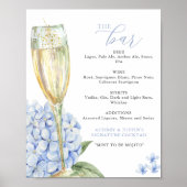 Menü "Blue Hydrangeas & Gold Glass Bar" Poster (Vorne)