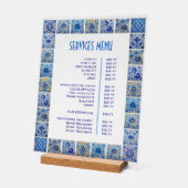 Menü "Blue Mediterranean Tiles Frame Services" Acrylschild (Winkel)