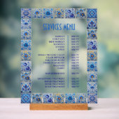 Menü "Blue Mediterranean Tiles Frame Services" Acrylschild (Neutral)