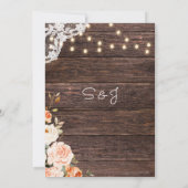 Menü "Blues & Peach Floral Entree" Einladung (Rückseite)