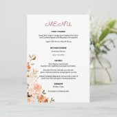 Menü "Blush & Peach floral Entree" 2 Einladung (Stehend Vorderseite)