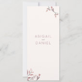 Menú boda boho chic ramas hojas rojo (Rückseite)