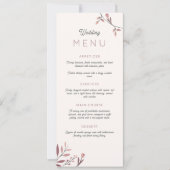 Menú boda boho chic ramas hojas rojo (Vorderseite)