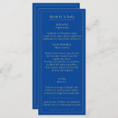 Menú Bodas Oro Azul Bilingüe Español Inglés Menükarte (Vorne/Hinten)