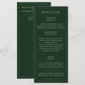 Menú Bodas Oro Verde Bilingüe Español Inglés Menükarte (Vorne/Hinten)
