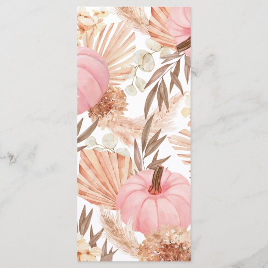 Menú Boho Pampas pink Pumpkin Menükarte (Rückseite)