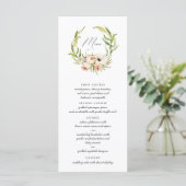 Menü "Botanischer Wald Floral Wreath Calligraphy" Menükarte (Stehend Vorderseite)