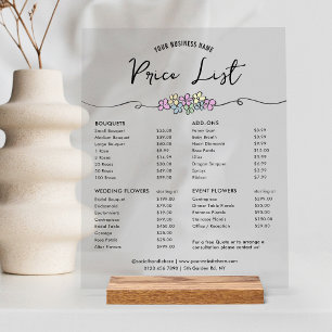 Menü "Boutique Business Price List" Acrylschild