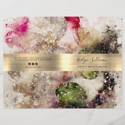 Menü-Broschüre zum Service in Rosa (Vorderseite)